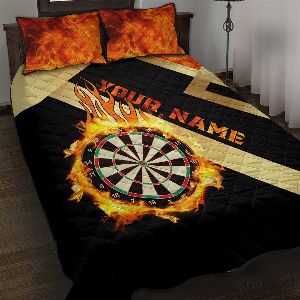 Flaming Dartboard Darts Quilt Bed Set Personalized Bold Geometric Patterns - Wonder Print Shop