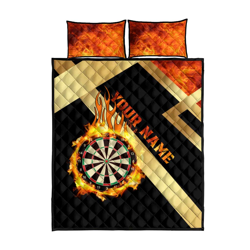Flaming Dartboard Darts Quilt Bed Set Personalized Bold Geometric Patterns - Wonder Print Shop
