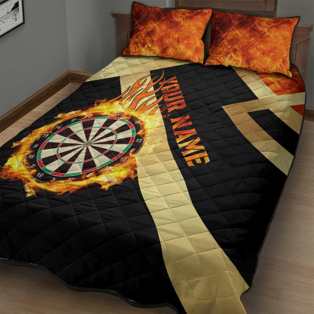 Flaming Dartboard Darts Quilt Bed Set Personalized Bold Geometric Patterns - Wonder Print Shop