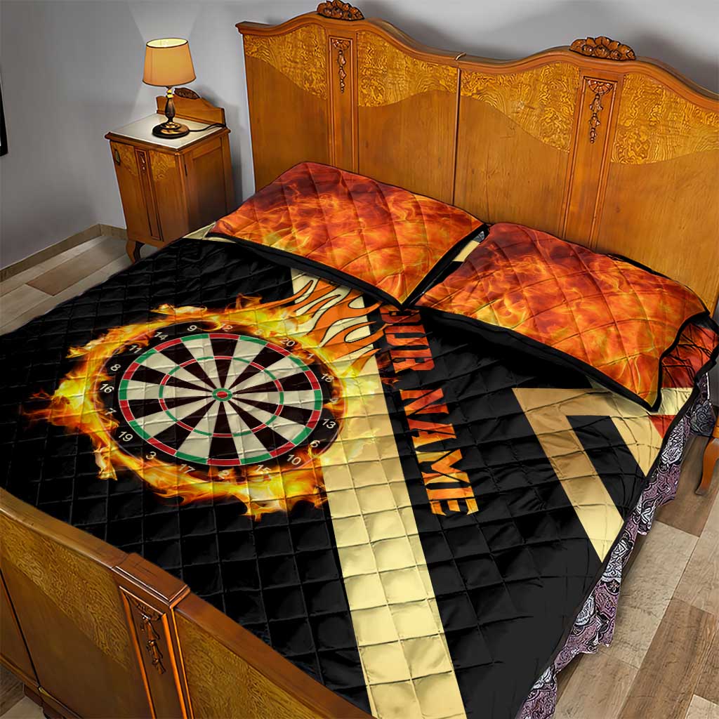 Flaming Dartboard Darts Quilt Bed Set Personalized Bold Geometric Patterns - Wonder Print Shop