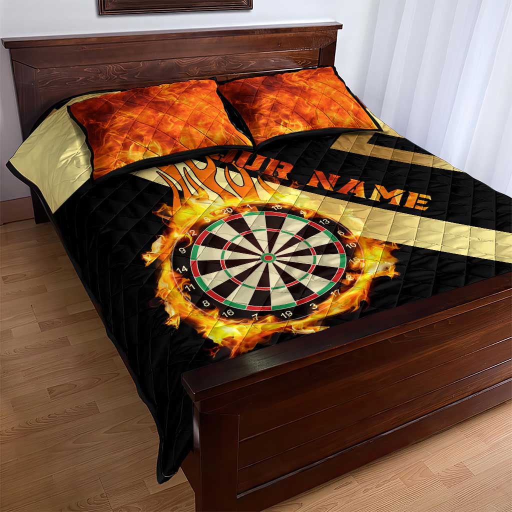 Flaming Dartboard Darts Quilt Bed Set Personalized Bold Geometric Patterns - Wonder Print Shop