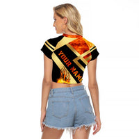 Flaming Dartboard Darts Raglan Cropped T Shirt Personalized Bold Geometric Patterns - Wonder Print Shop