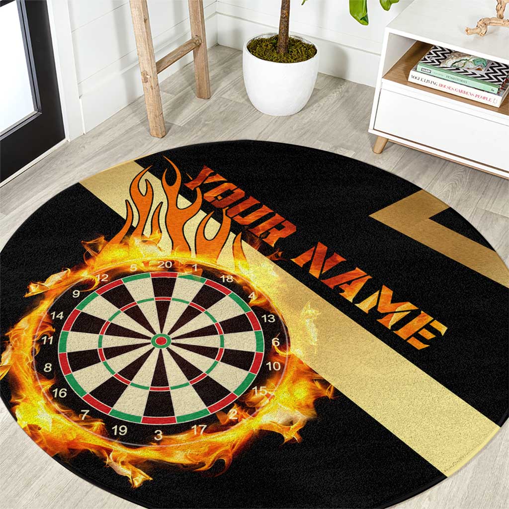 Flaming Dartboard Darts Round Carpet Personalized Bold Geometric Patterns - Wonder Print Shop