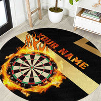 Flaming Dartboard Darts Round Carpet Personalized Bold Geometric Patterns - Wonder Print Shop