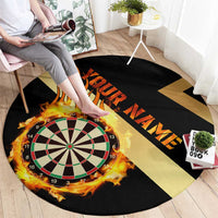 Flaming Dartboard Darts Round Carpet Personalized Bold Geometric Patterns - Wonder Print Shop