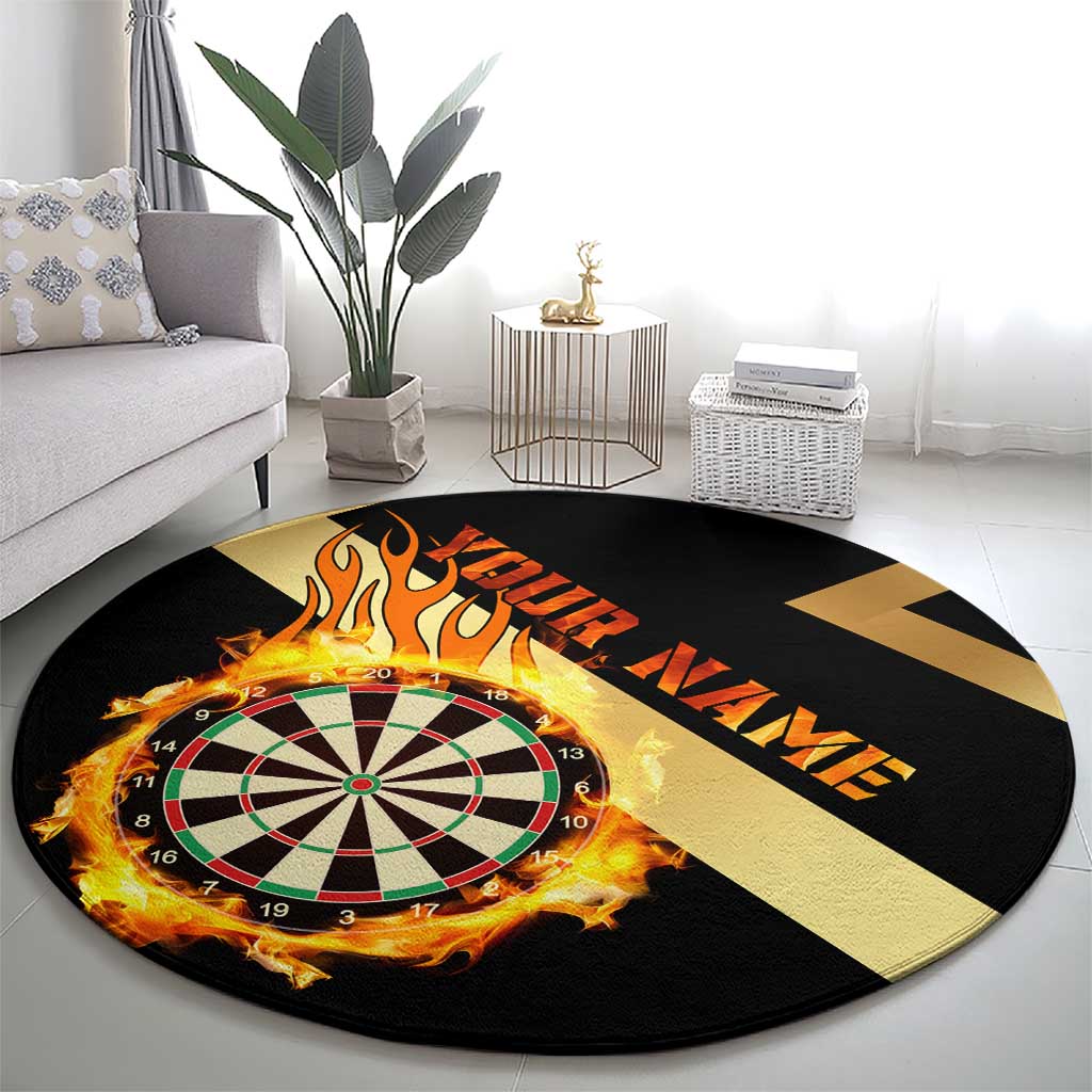 Flaming Dartboard Darts Round Carpet Personalized Bold Geometric Patterns - Wonder Print Shop