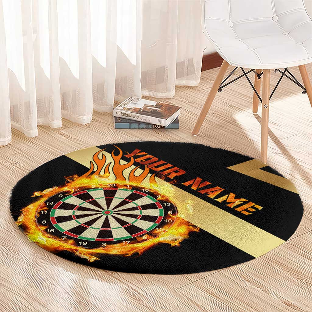 Flaming Dartboard Darts Round Carpet Personalized Bold Geometric Patterns - Wonder Print Shop