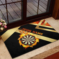 Flaming Dartboard Darts Rubber Doormat Personalized Bold Geometric Patterns - Wonder Print Shop