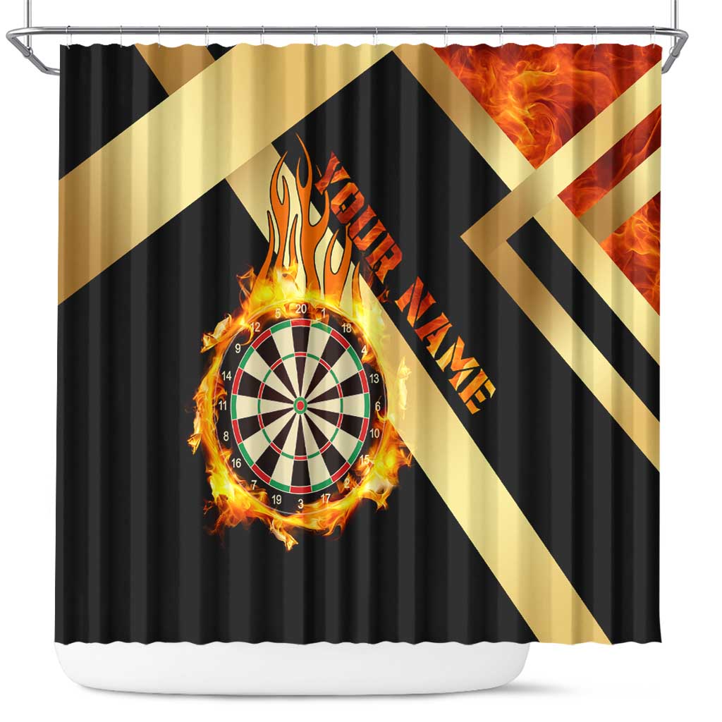 Flaming Dartboard Darts Shower Curtain Personalized Bold Geometric Patterns - Wonder Print Shop