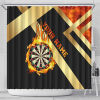 Flaming Dartboard Darts Shower Curtain Personalized Bold Geometric Patterns - Wonder Print Shop