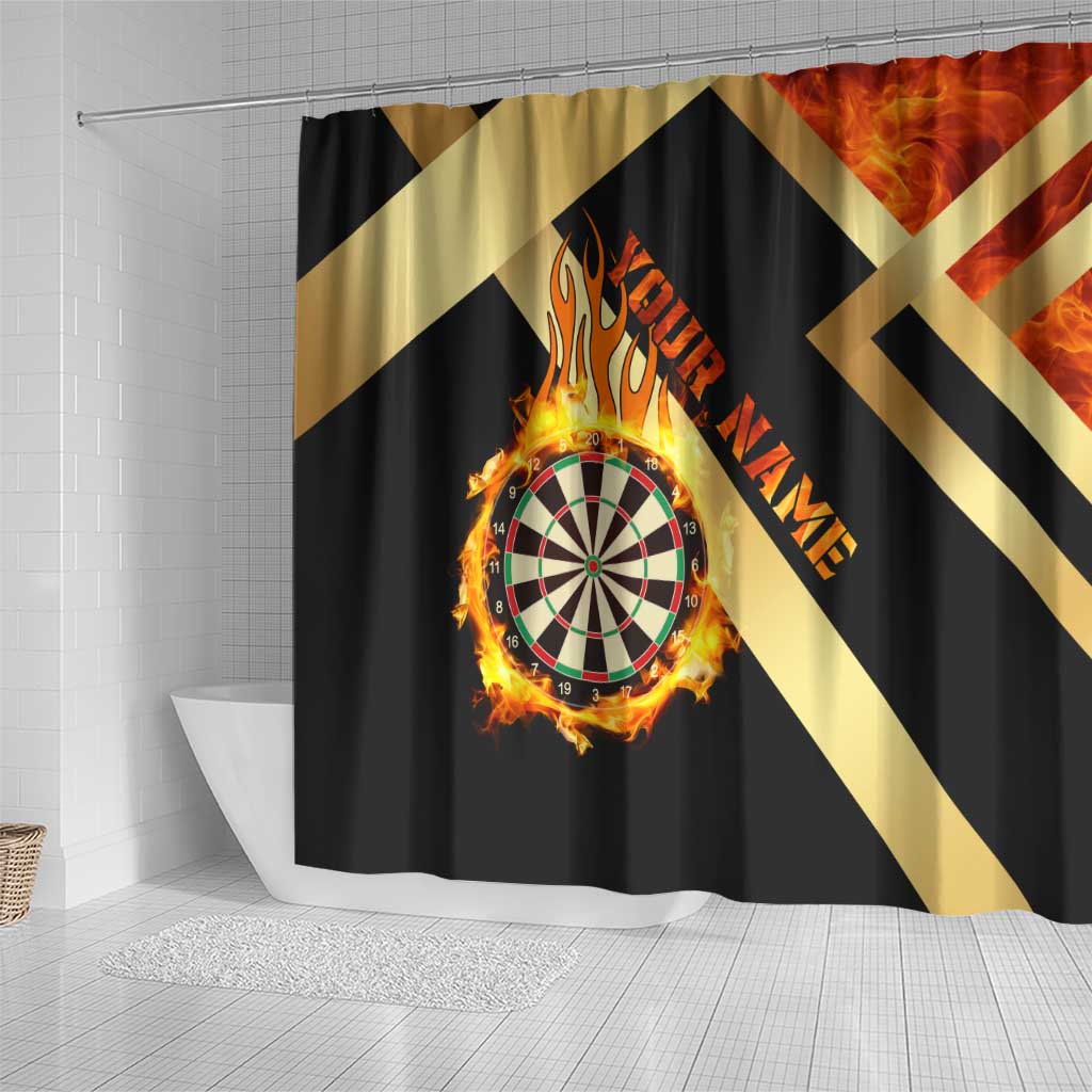 Flaming Dartboard Darts Shower Curtain Personalized Bold Geometric Patterns - Wonder Print Shop