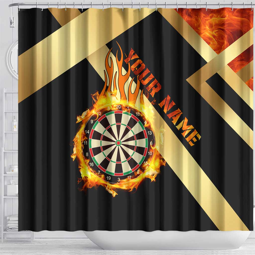 Flaming Dartboard Darts Shower Curtain Personalized Bold Geometric Patterns - Wonder Print Shop