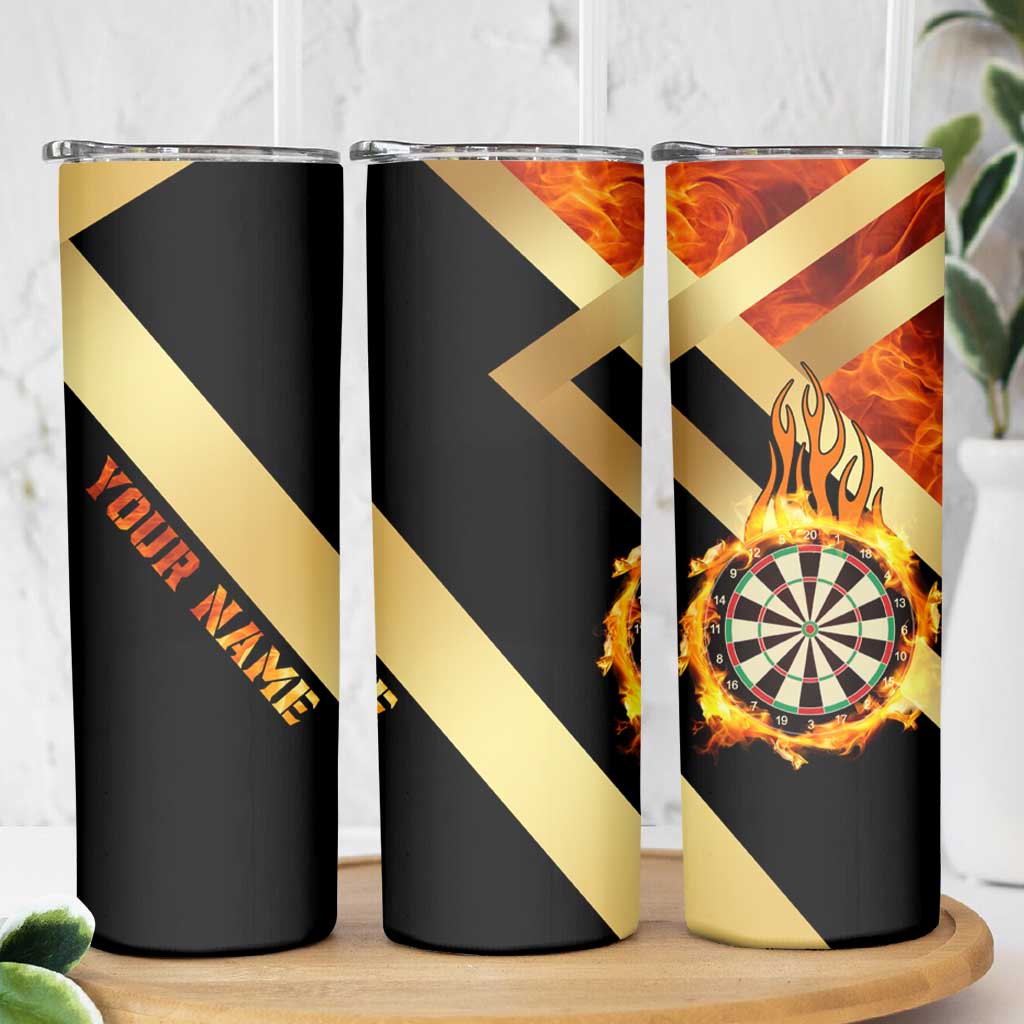 Flaming Dartboard Darts Skinny Tumbler Personalized Bold Geometric Patterns - Wonder Print Shop