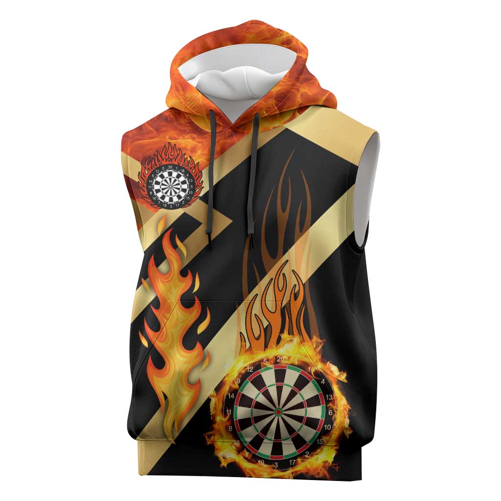Flaming Dartboard Darts Sleeveless Hoodie Personalized Bold Geometric Patterns - Wonder Print Shop