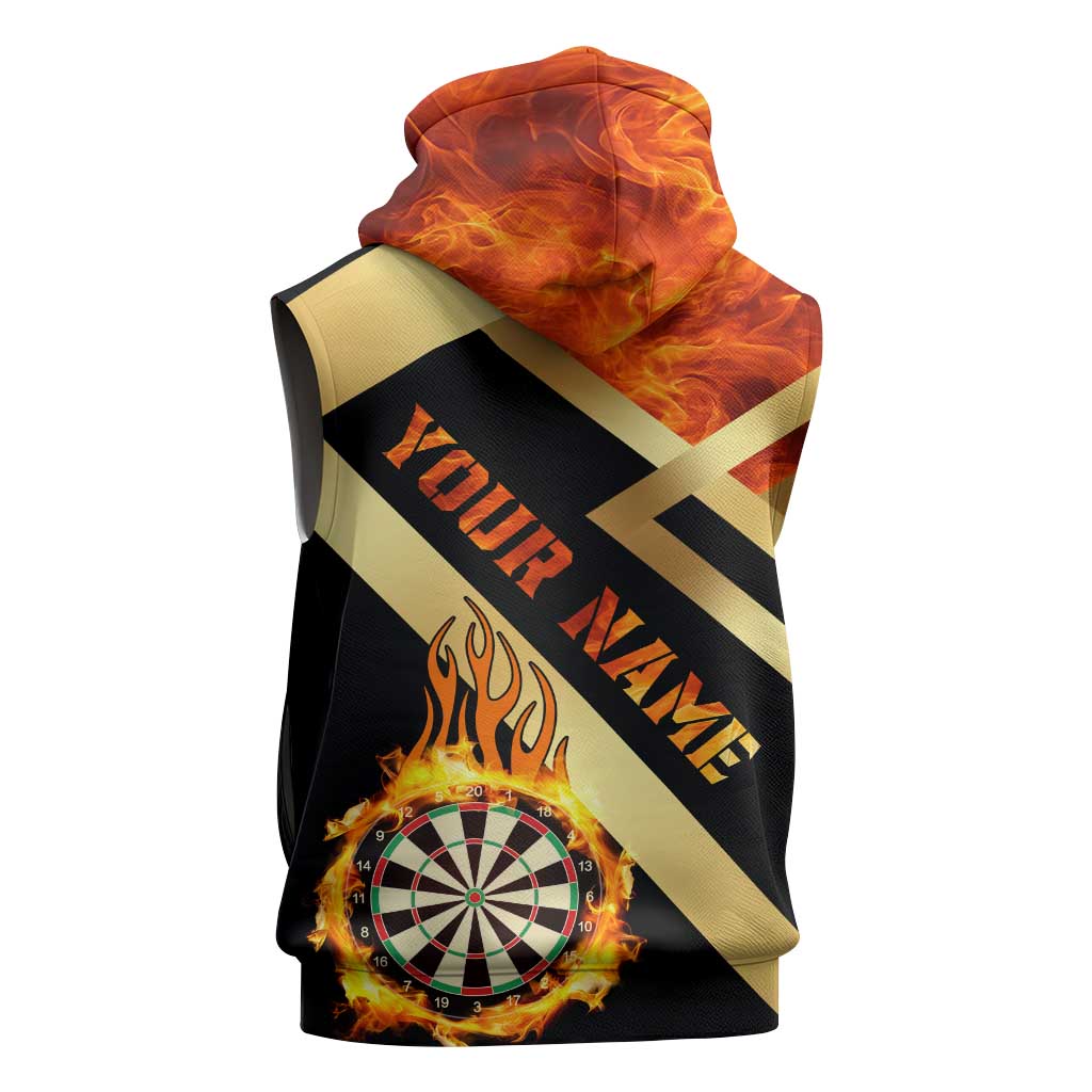 Flaming Dartboard Darts Sleeveless Hoodie Personalized Bold Geometric Patterns - Wonder Print Shop
