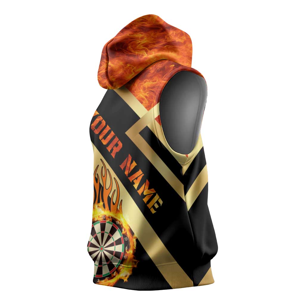 Flaming Dartboard Darts Sleeveless Hoodie Personalized Bold Geometric Patterns - Wonder Print Shop