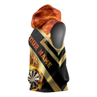 Flaming Dartboard Darts Sleeveless Hoodie Personalized Bold Geometric Patterns - Wonder Print Shop
