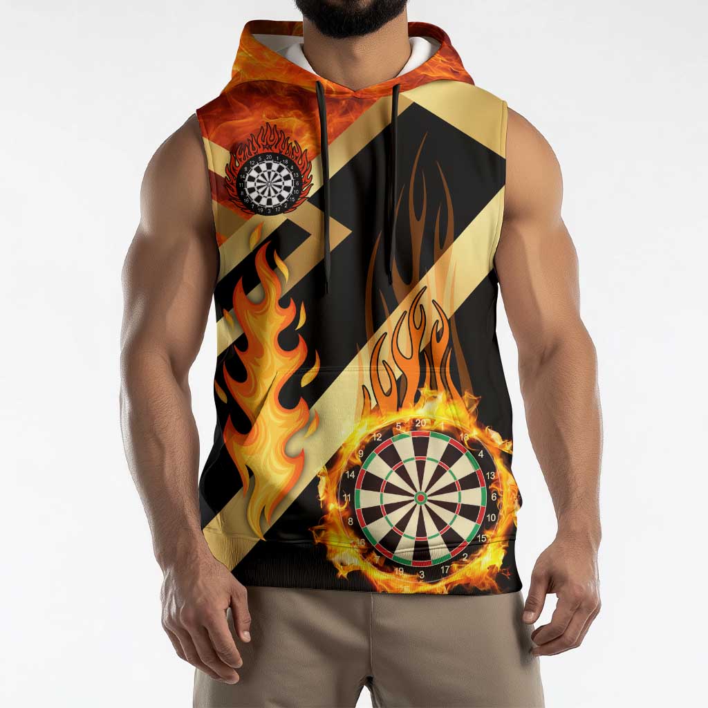 Flaming Dartboard Darts Sleeveless Hoodie Personalized Bold Geometric Patterns - Wonder Print Shop