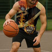 Flaming Dartboard Darts Sleeveless Hoodie Personalized Bold Geometric Patterns - Wonder Print Shop