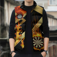Flaming Dartboard Darts Sleeveless Puffer Jacket Personalized Bold Geometric Patterns - Wonder Print Shop