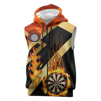Flaming Dartboard Darts Sleeveless Zip Hoodie Personalized Bold Geometric Patterns - Wonder Print Shop