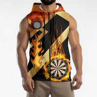 Flaming Dartboard Darts Sleeveless Zip Hoodie Personalized Bold Geometric Patterns - Wonder Print Shop