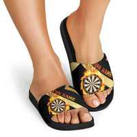 Flaming Dartboard Darts Slide Sandals Personalized Bold Geometric Patterns - Wonder Print Shop