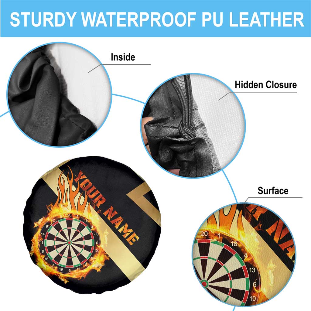 Flaming Dartboard Darts Spare Tire Cover Personalized Bold Geometric Patterns - Wonder Print Shop