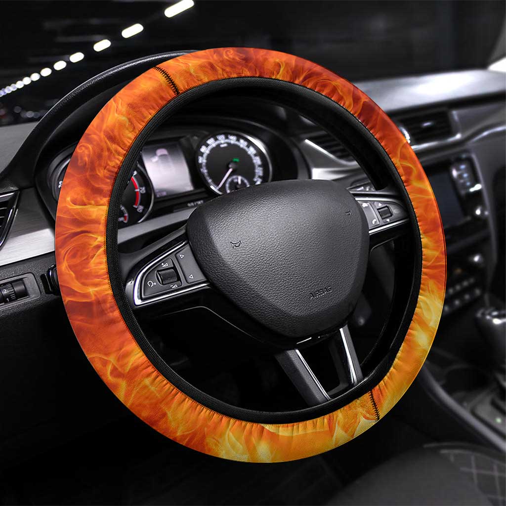 Flaming Dartboard Darts Steering Wheel Cover Bold Geometric Patterns - Wonder Print Shop