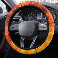 Flaming Dartboard Darts Steering Wheel Cover Bold Geometric Patterns - Wonder Print Shop