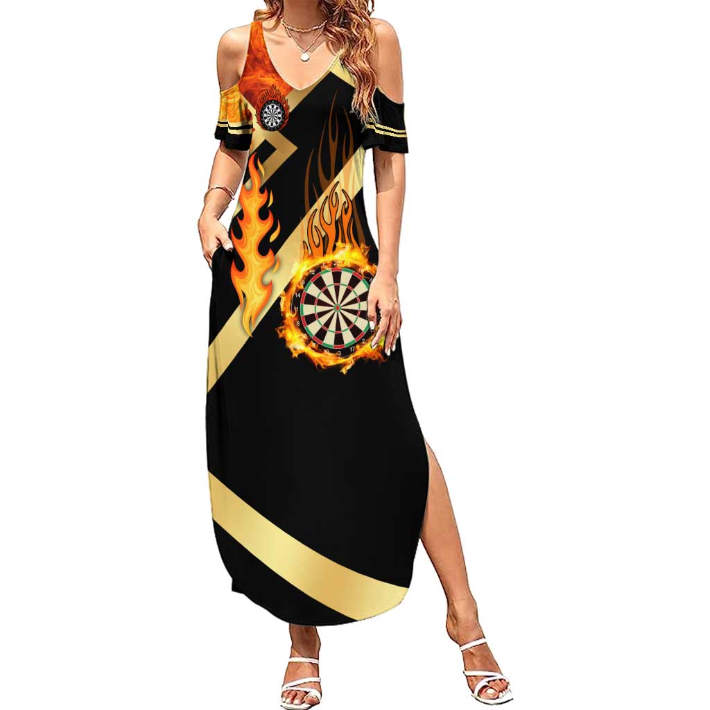 Flaming Dartboard Darts Summer Maxi Dress Personalized Bold Geometric Patterns - Wonder Print Shop
