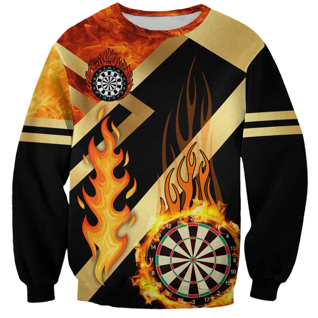 Flaming Dartboard Darts Sweatshirt Personalized Bold Geometric Patterns - Wonder Print Shop