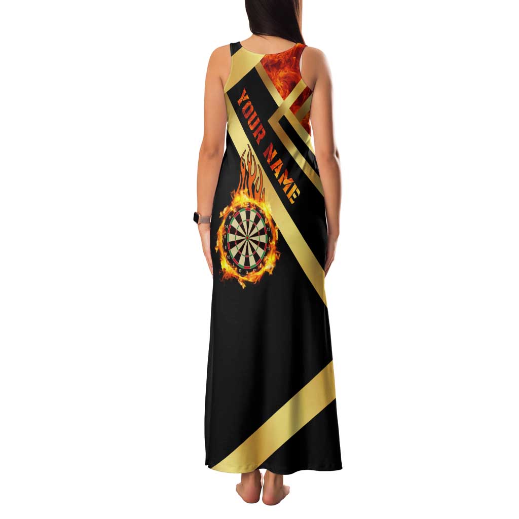 Flaming Dartboard Darts Tank Maxi Dress Personalized Bold Geometric Patterns - Wonder Print Shop