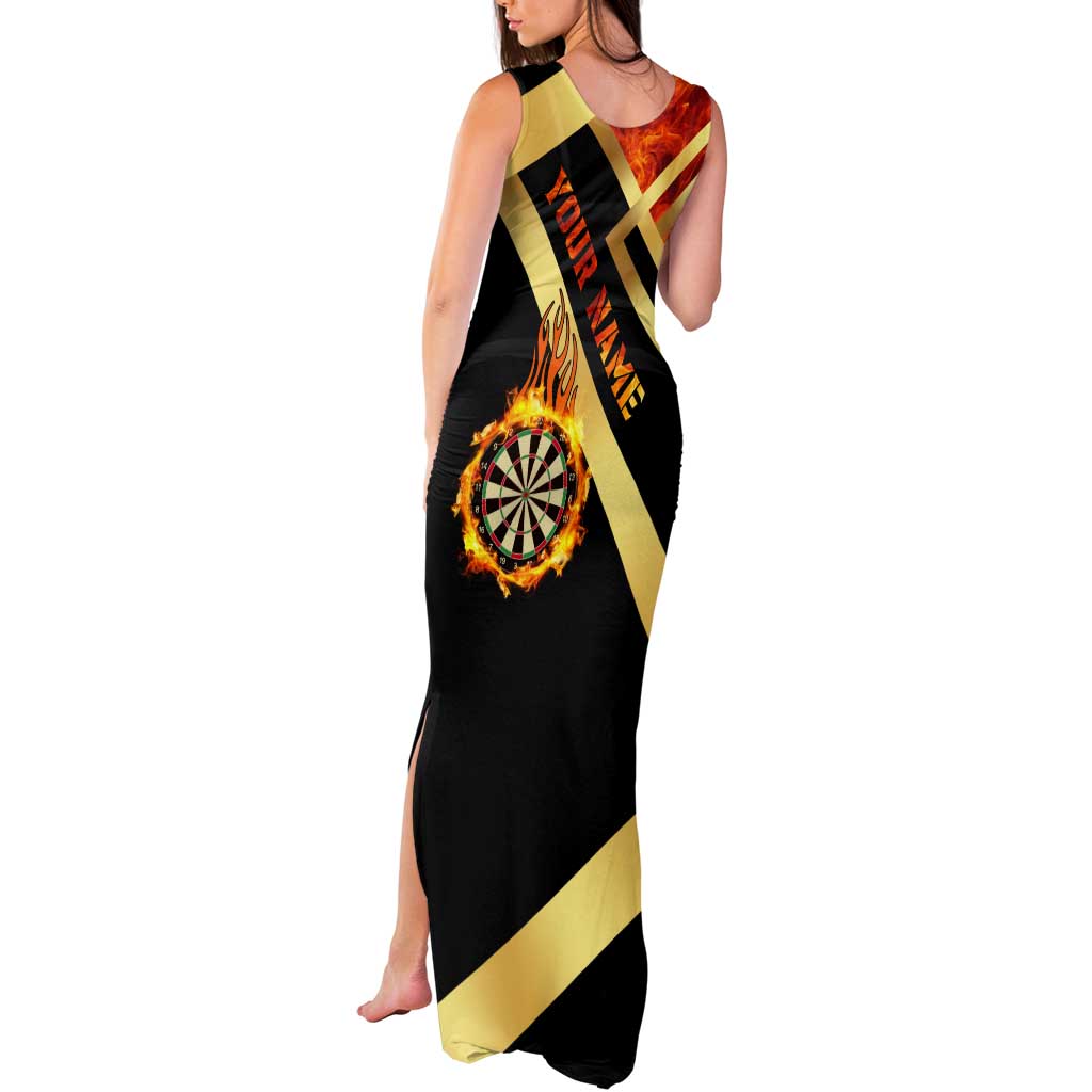 Flaming Dartboard Darts Tank Maxi Dress Personalized Bold Geometric Patterns - Wonder Print Shop