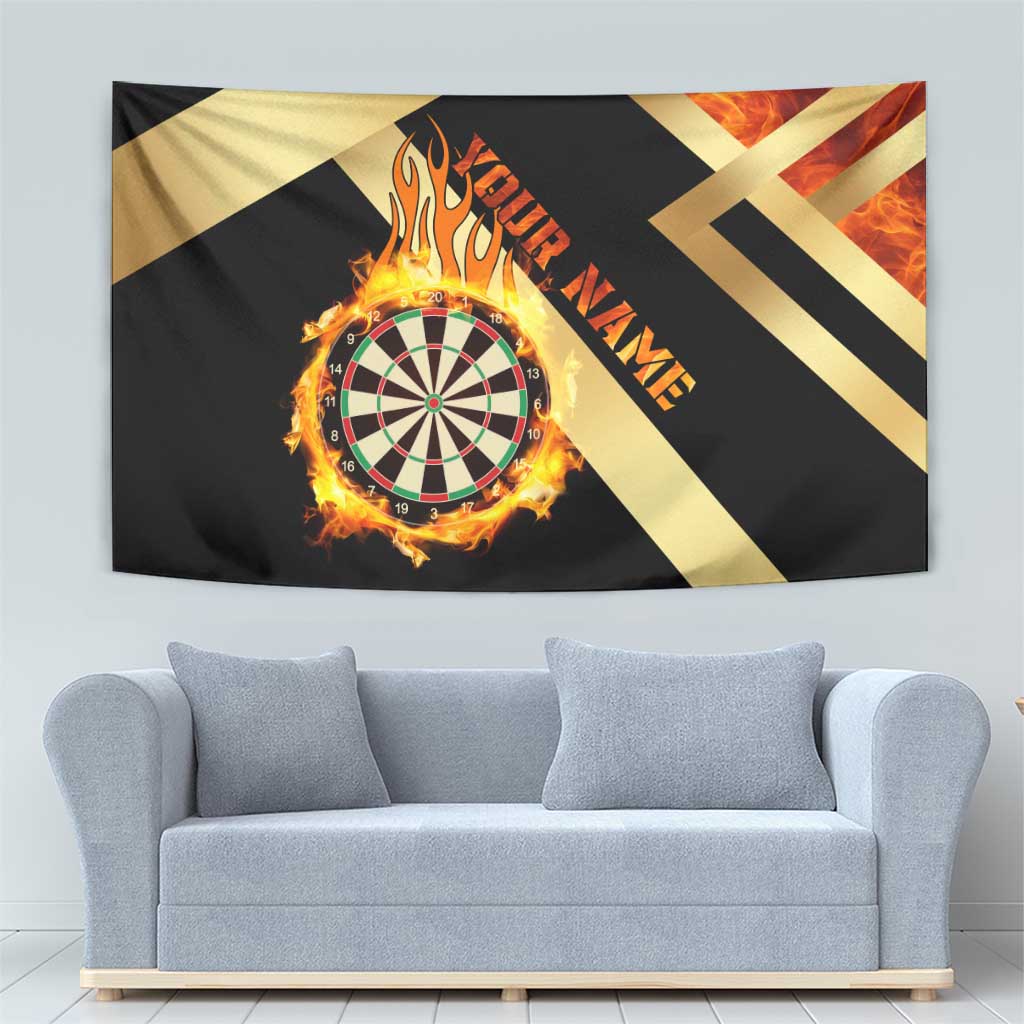 Flaming Dartboard Darts Tapestry Personalized Bold Geometric Patterns - Wonder Print Shop