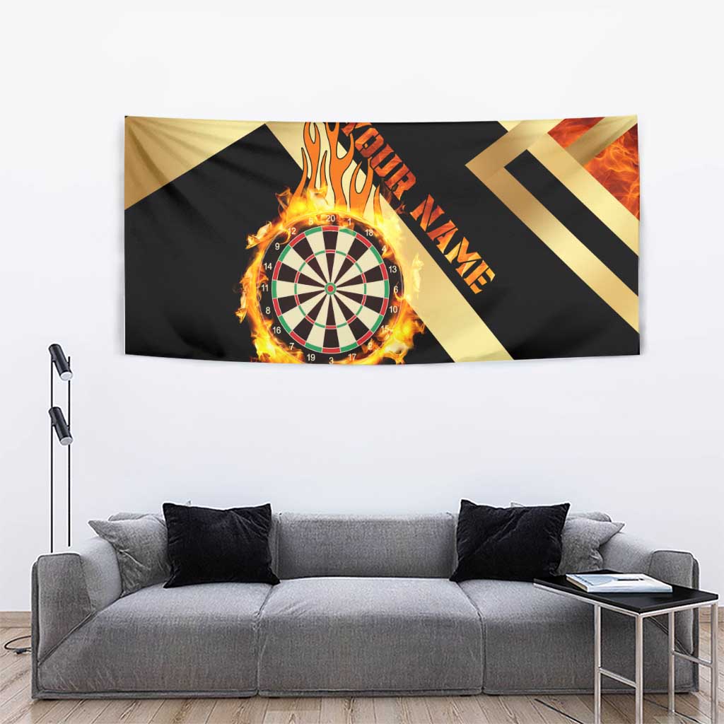 Flaming Dartboard Darts Tapestry Personalized Bold Geometric Patterns - Wonder Print Shop