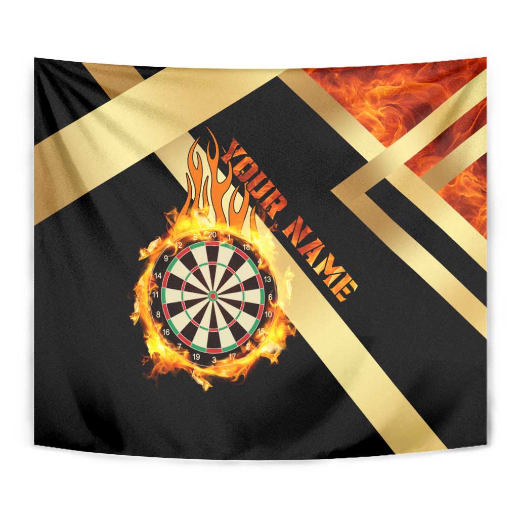 Flaming Dartboard Darts Tapestry Personalized Bold Geometric Patterns - Wonder Print Shop
