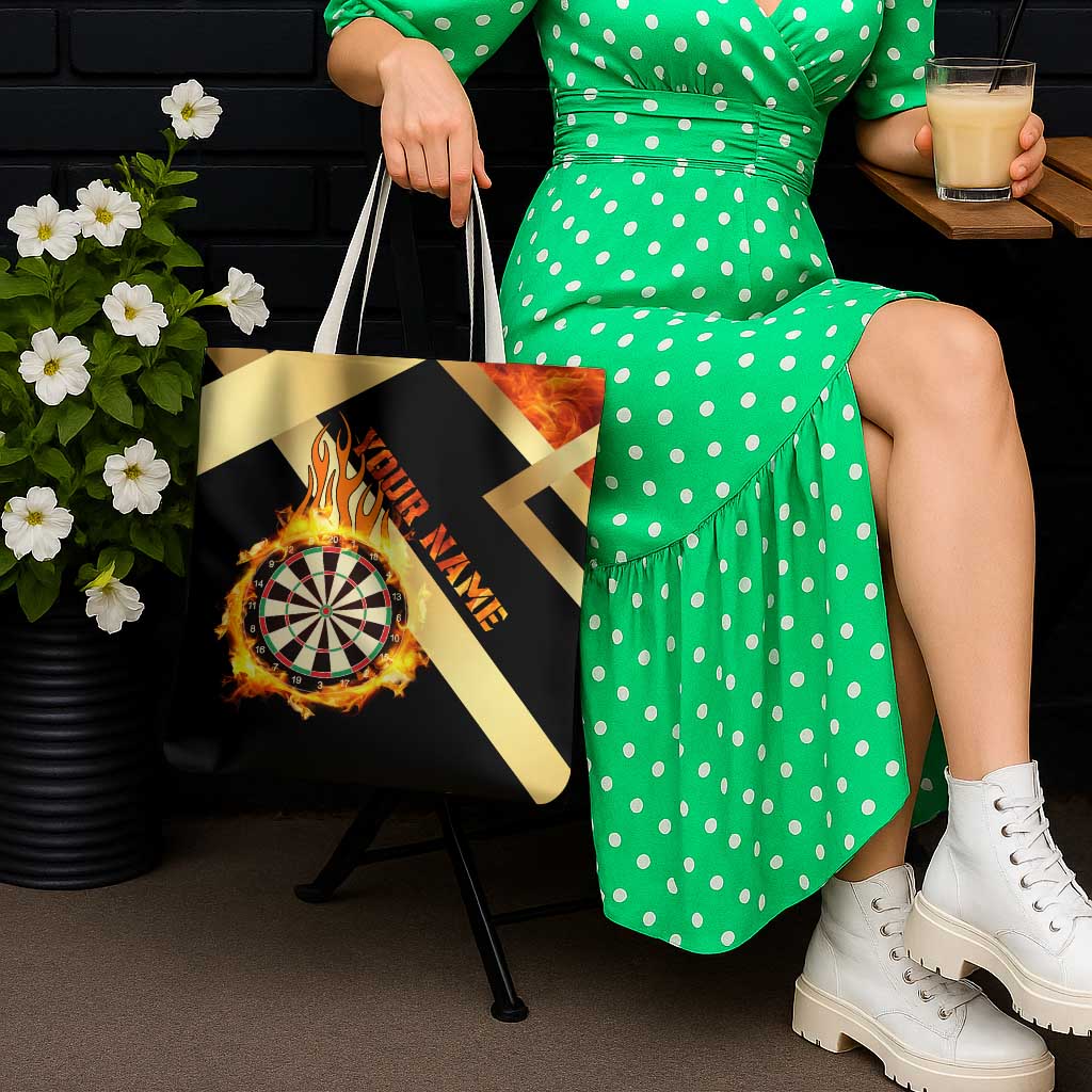 Flaming Dartboard Darts Tote Bag Personalized Bold Geometric Patterns - Wonder Print Shop