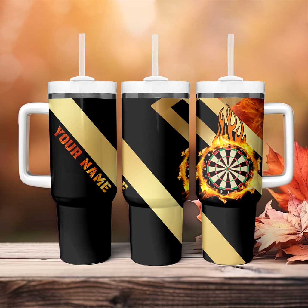 Flaming Dartboard Darts Tumbler With Handle Personalized Bold Geometric Patterns - Wonder Print Shop