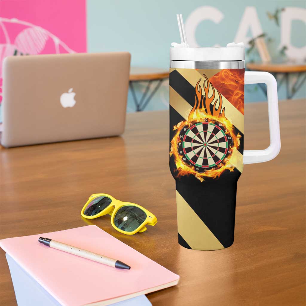 Flaming Dartboard Darts Tumbler With Handle Personalized Bold Geometric Patterns - Wonder Print Shop