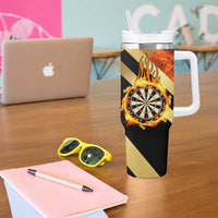 Flaming Dartboard Darts Tumbler With Handle Personalized Bold Geometric Patterns - Wonder Print Shop
