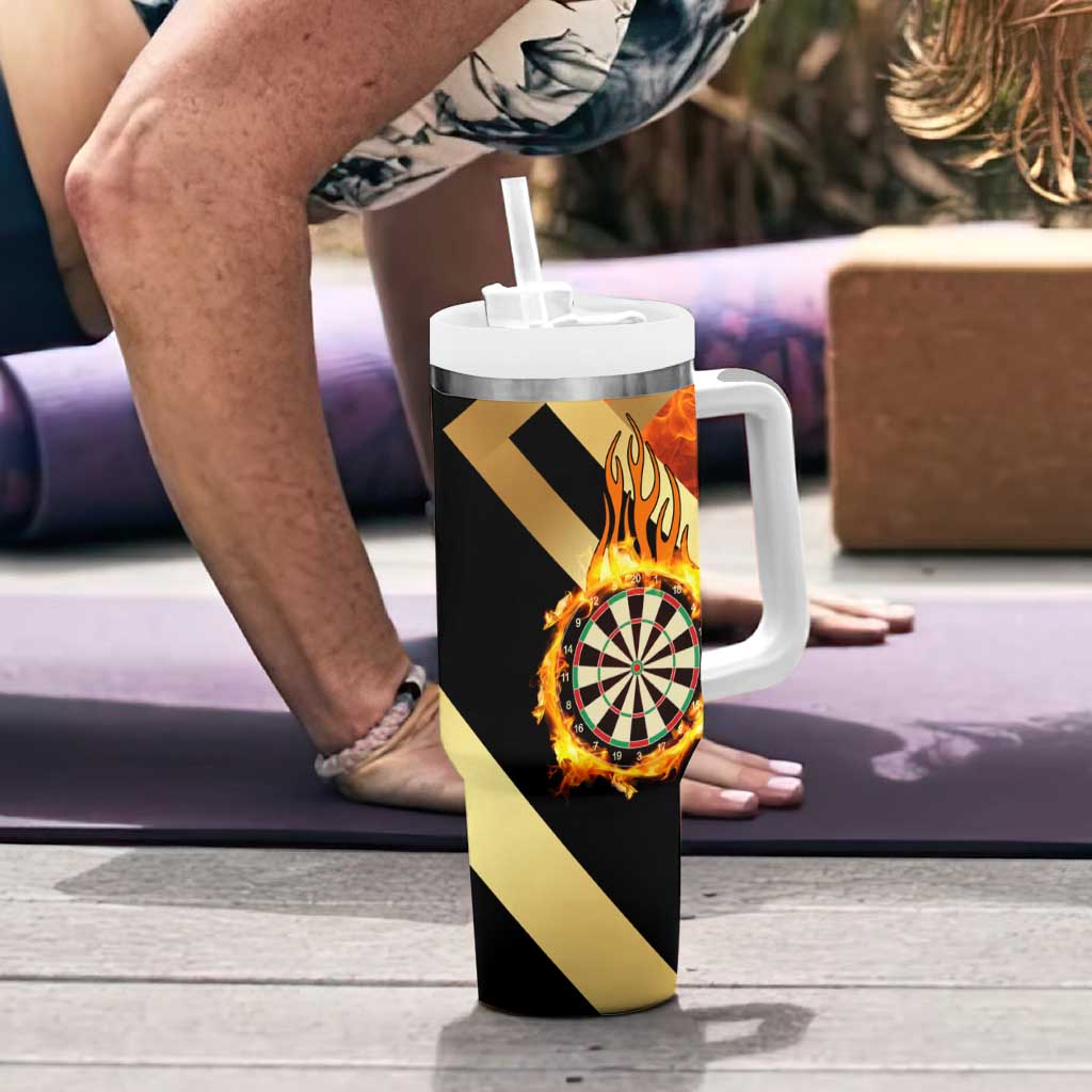 Flaming Dartboard Darts Tumbler With Handle Personalized Bold Geometric Patterns - Wonder Print Shop