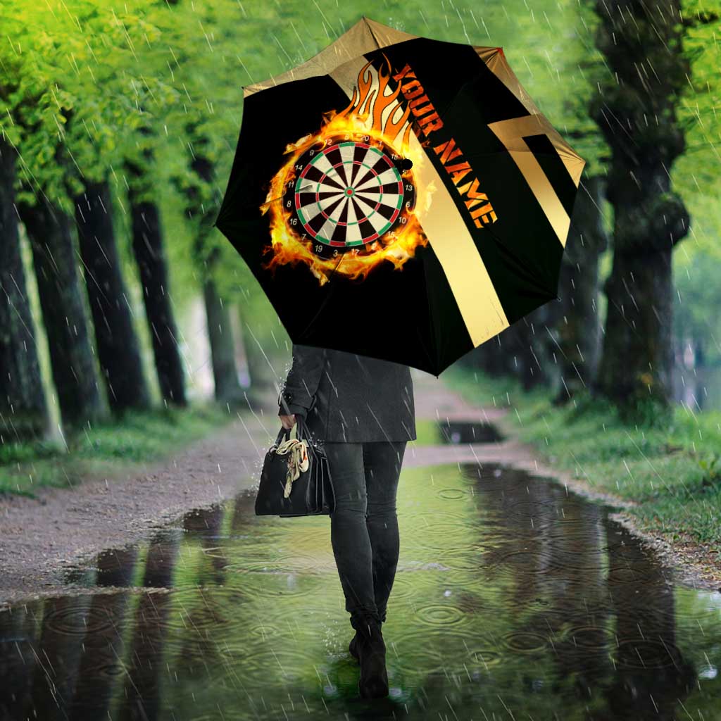 Flaming Dartboard Darts Umbrella Personalized Bold Geometric Patterns - Wonder Print Shop