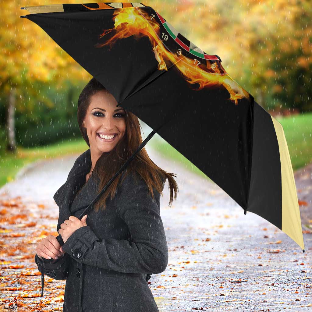 Flaming Dartboard Darts Umbrella Personalized Bold Geometric Patterns - Wonder Print Shop