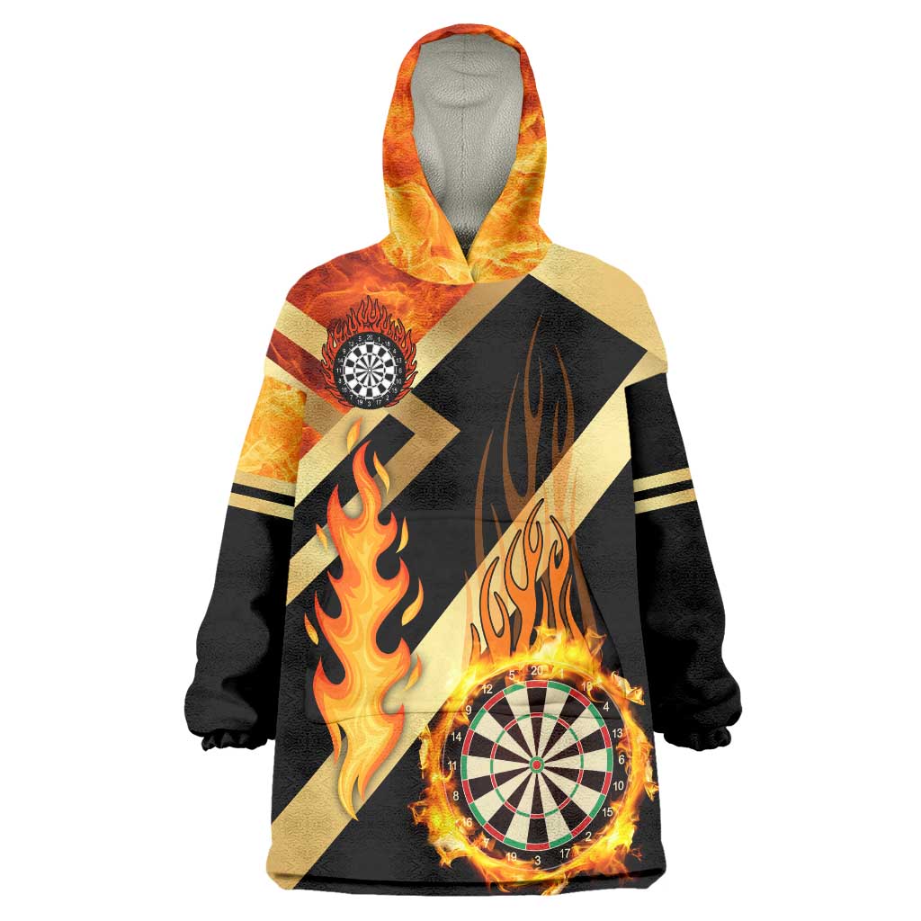 Flaming Dartboard Darts Wearable Blanket Hoodie Personalized Bold Geometric Patterns - Wonder Print Shop