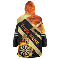 Flaming Dartboard Darts Wearable Blanket Hoodie Personalized Bold Geometric Patterns - Wonder Print Shop
