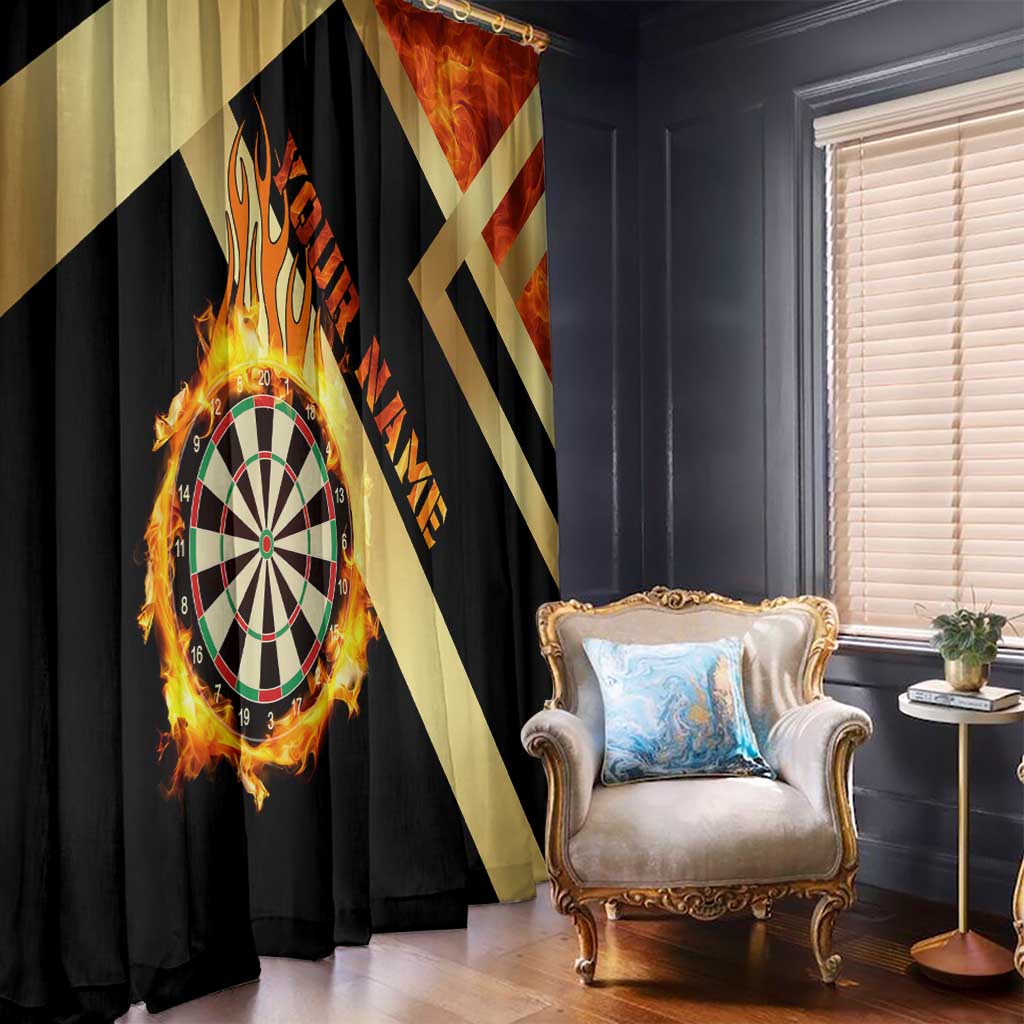 Flaming Dartboard Darts Window Curtain Personalized Bold Geometric Patterns - Wonder Print Shop