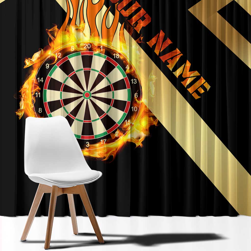 Flaming Dartboard Darts Window Curtain Personalized Bold Geometric Patterns - Wonder Print Shop