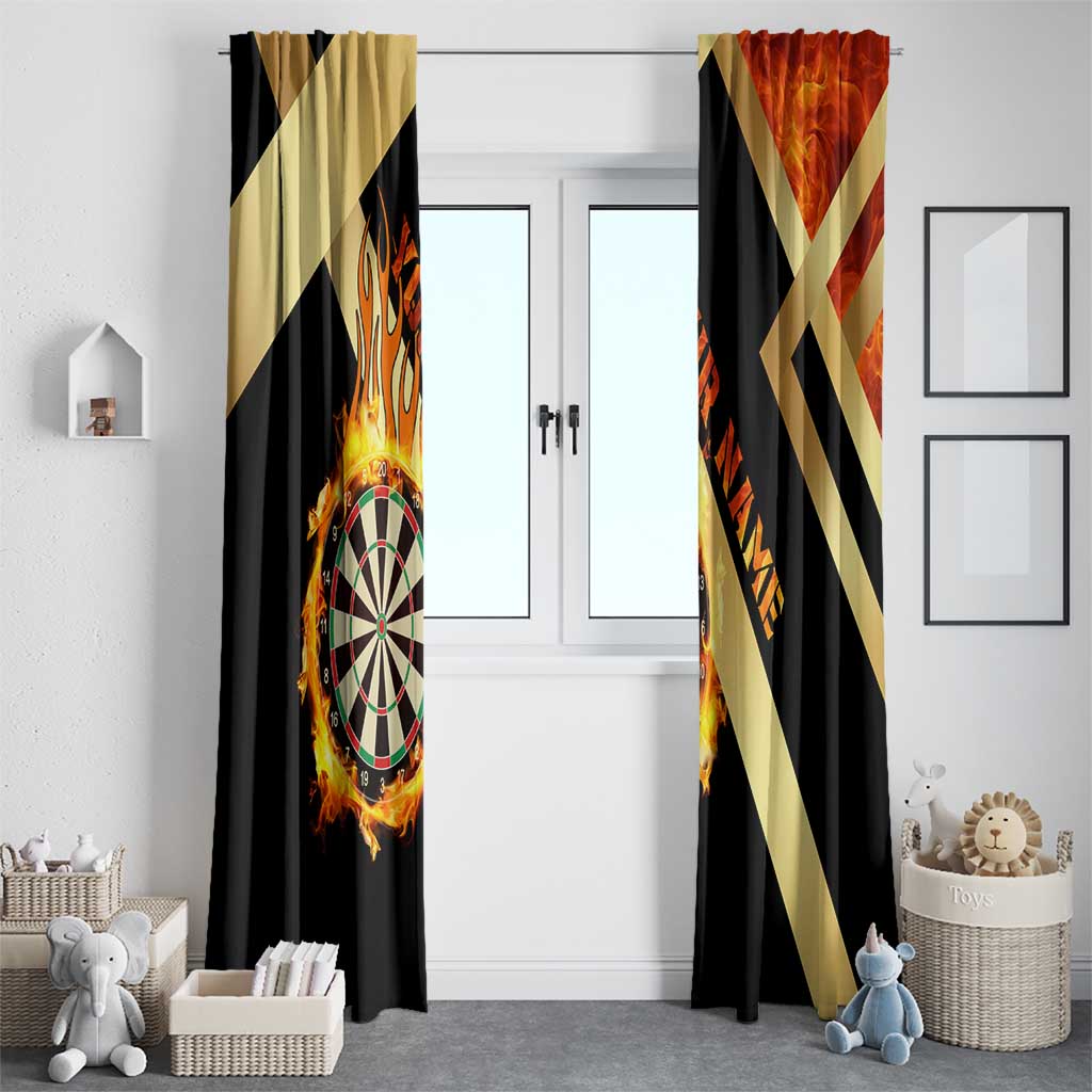 Flaming Dartboard Darts Window Curtain Personalized Bold Geometric Patterns - Wonder Print Shop