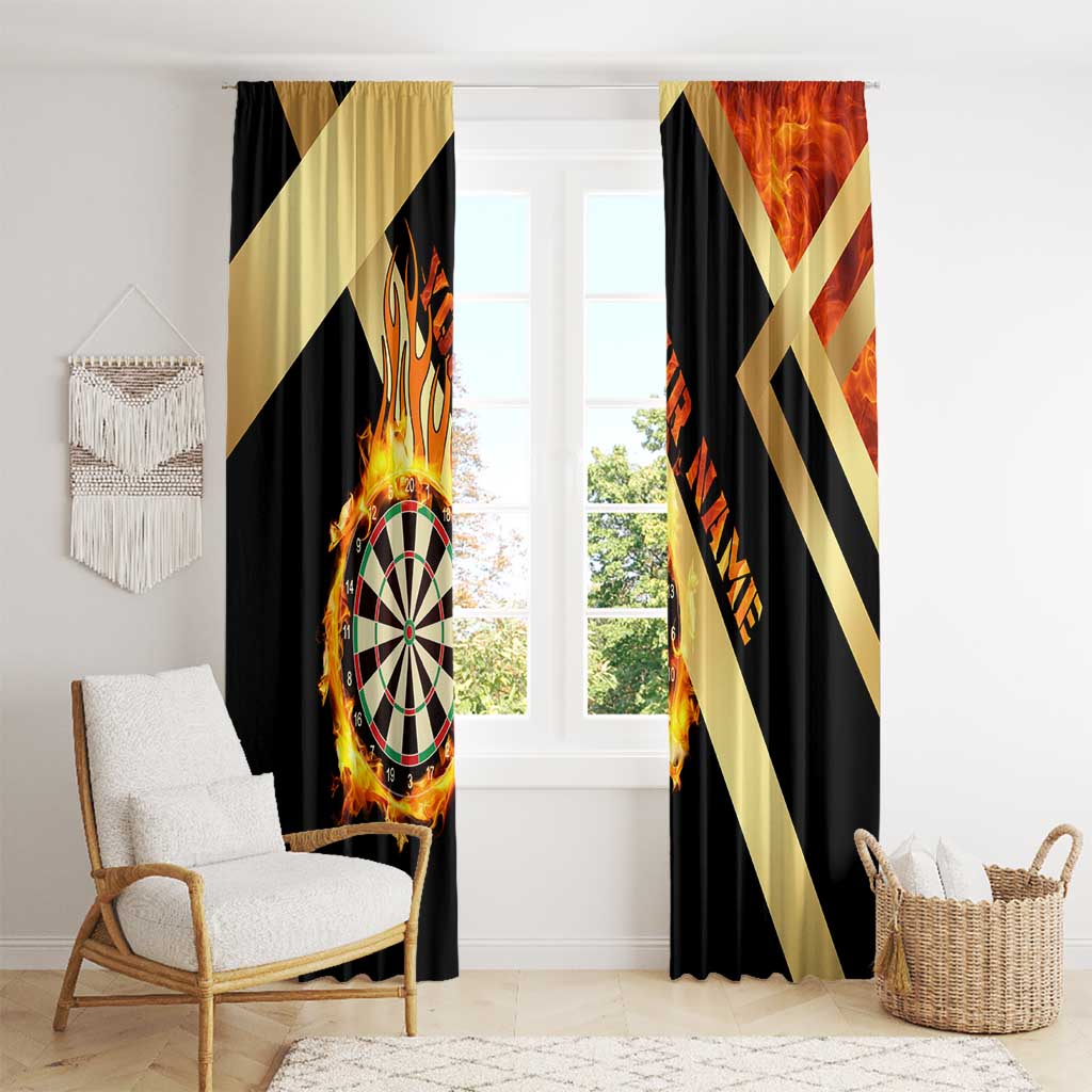 Flaming Dartboard Darts Window Curtain Personalized Bold Geometric Patterns - Wonder Print Shop